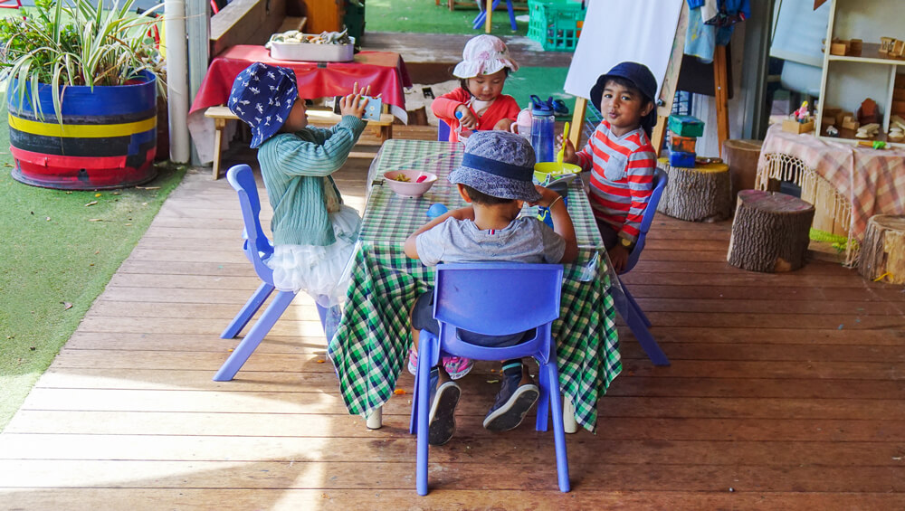 Kids sitting around the table.